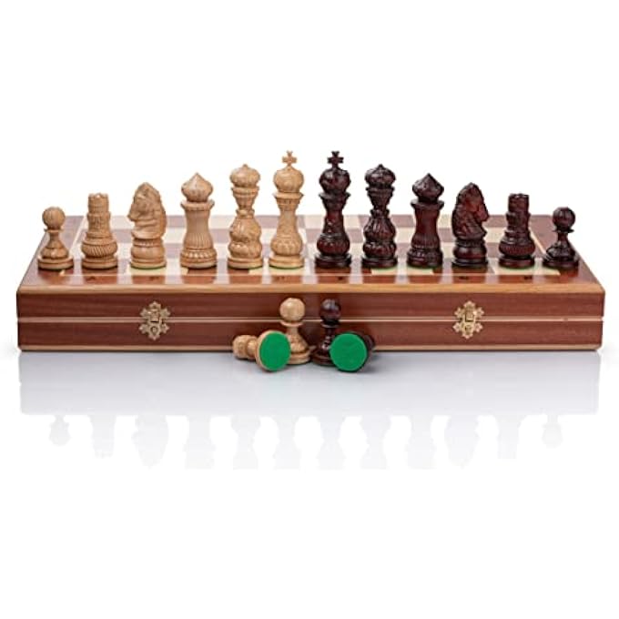 rayihni WOODEN CHESS SET WITH PIECES 60 CM / 23 IN - HANDCRAFTED AND PORTABLE LARGE CHESS BOARD GAME FOR ADULTS AND KIDS - Image 1